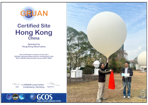 香港天文台觀測站正式獲認證為全球氣候觀測系統基準高空觀測站