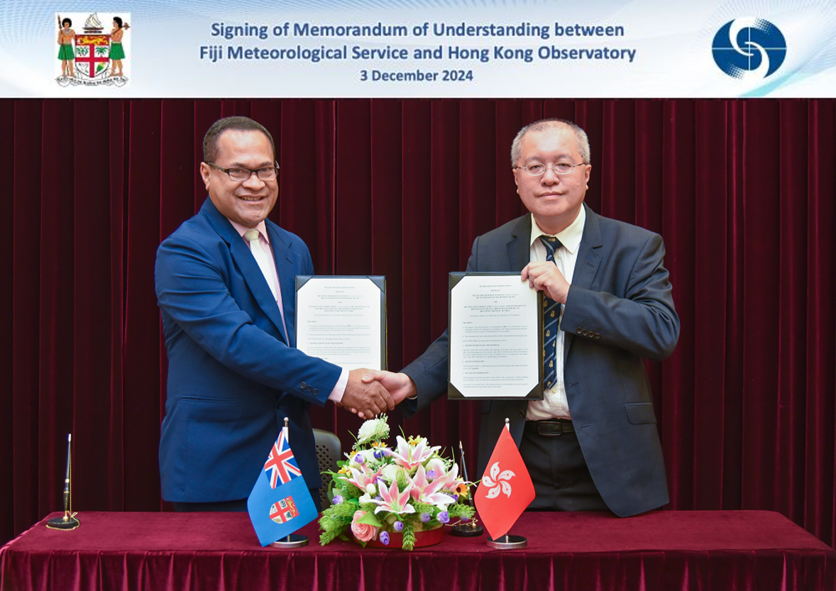 The Hong Kong Observatory and Fiji Meteorological Service sign MOU to strengthen meteorological collaboration作